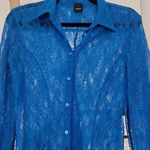 PINKO Lace Button-Up Blouse- MEDIUM